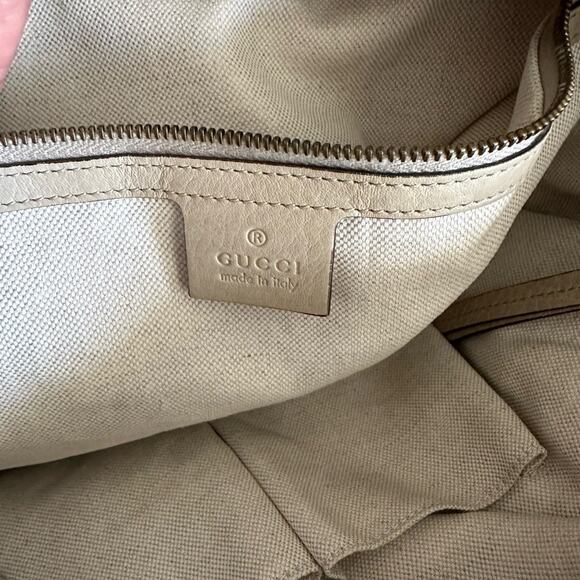 Gucci Miss GG Convertible Tote Leather Medium Neutral Zip Top Closure Large Bag - Picture 14 of 16